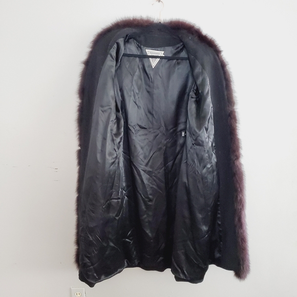 Vintage Marvin Richards Tuxedo Coat Fox Fur Trim - Picture 11 of 14